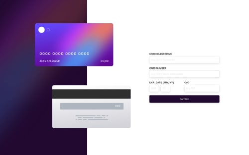 Interactive card details form with js validation coding challenge solution