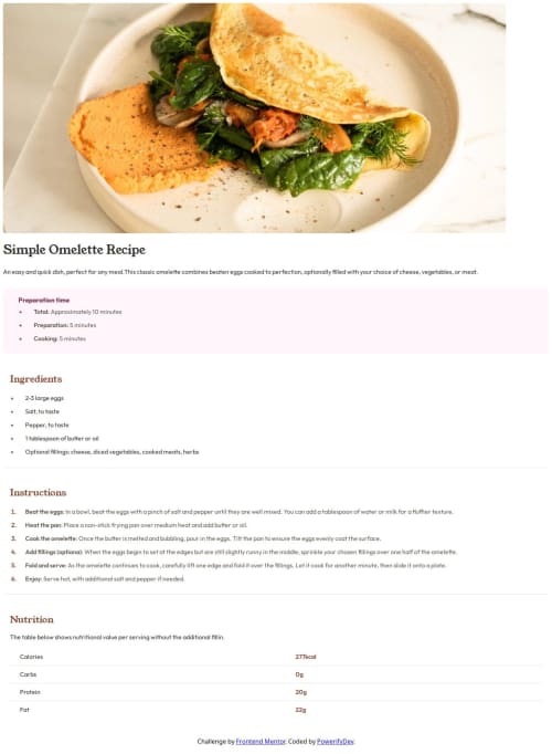 Frontend Mentor | Recipe Page with Html and Css coding challenge solution