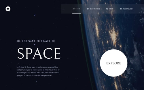 Space Tourism Website using React and Tailwind coding challenge solution