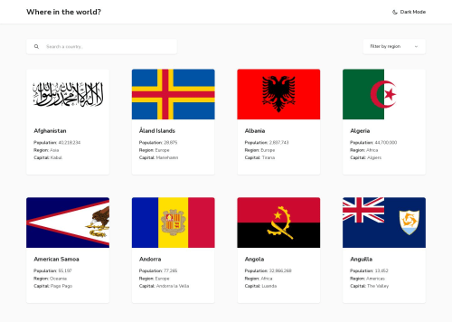 REST countries API with nextjs coding challenge solution