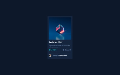 Responsive NFT preview component with HTML and SASS coding challenge ...