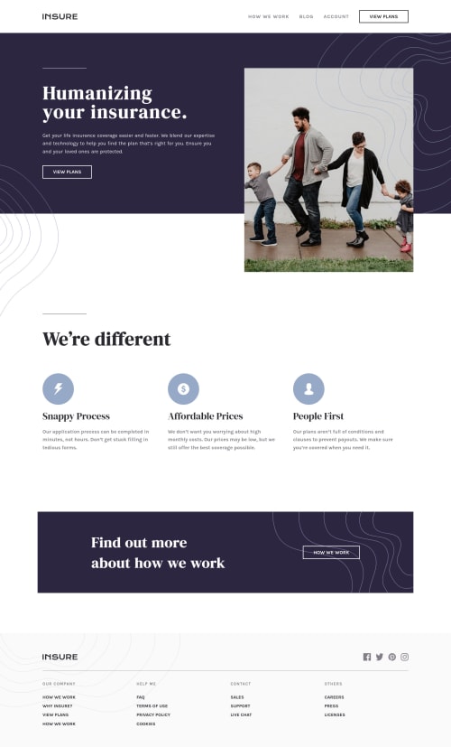 Insure landing page using html, css and Javascript for the mobile menu ...