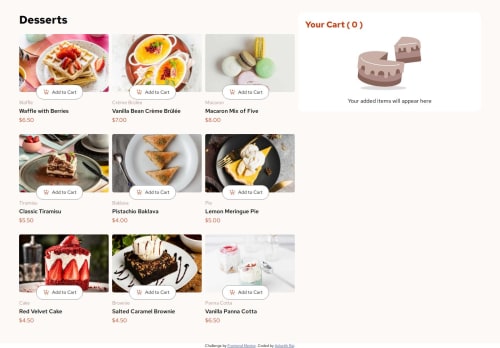 Responsive Product Listing with Interactive Cart coding challenge solution