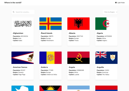 Countries API | SSG -> NextJS | Styling -> Tailwind | State -> Zustand ...