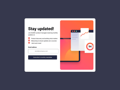 newsletter sign up using vanilla HTML CSS and javascript coding ...