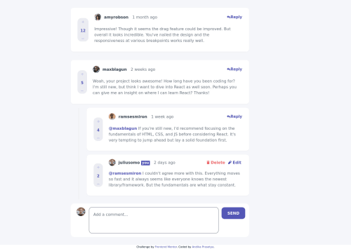 Interactive Comments Section coding challenge solution