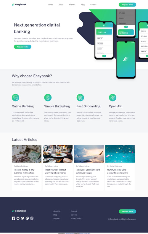 Responsive Easybank Landing Page with pure CSS dan JS coding challenge ...