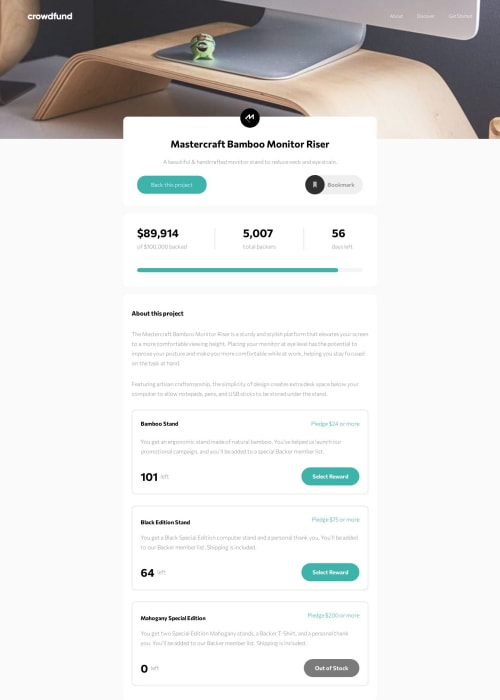Crowdfunding Product Page Using Tailwind CSS coding challenge solution