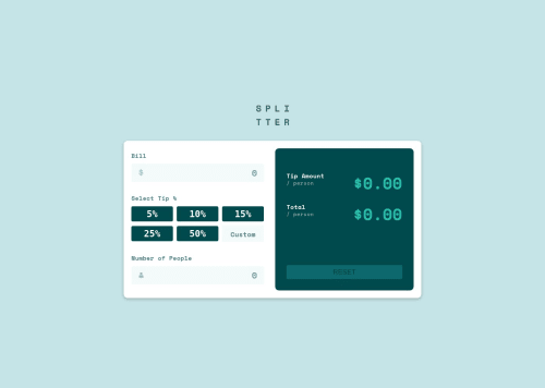 splitter calculator app developed with vanilla js coding challenge solution