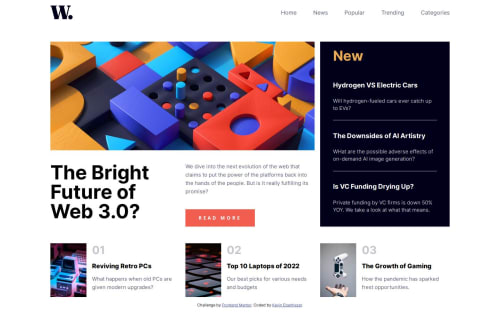 Responsive News homepage challenge with HTML CSS and Javascript coding ...