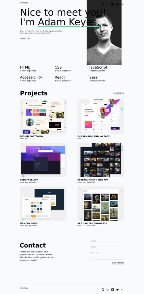 Portfolio made with Next/React and Tailwindcss coding challenge solution