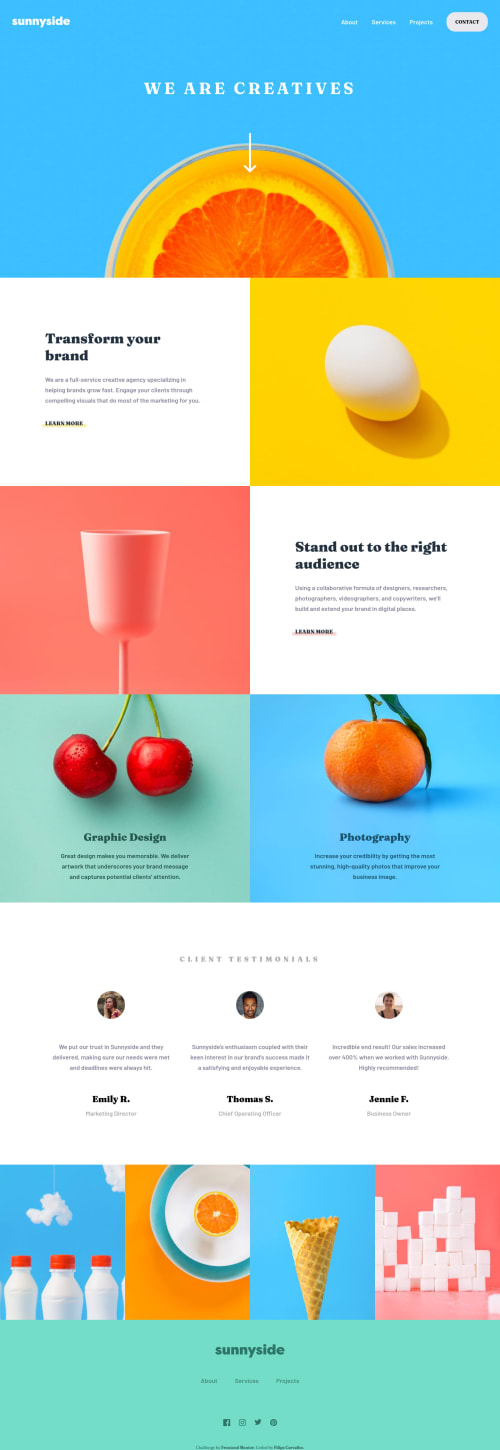 Landing Page with HTML and CSS only coding challenge solution