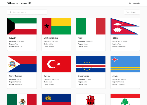 Rest Countries With API and React Styled Components coding challenge ...