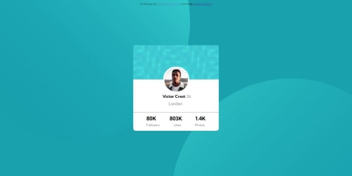 Profile card using Html and Css coding challenge solution