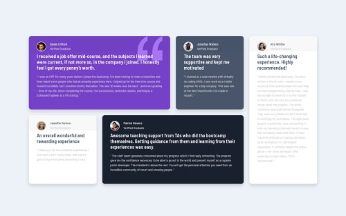 Testimonials grid section with bootstrap coding challenge solution