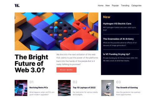 News Homepage with CSS Grid - Flexbox coding challenge solution
