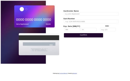 Javascript Interactive Card coding challenge solution
