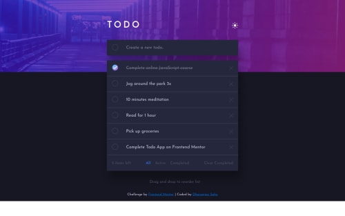 FrontendMentor Todo App using ReactJs, CSS, React hooks coding ...