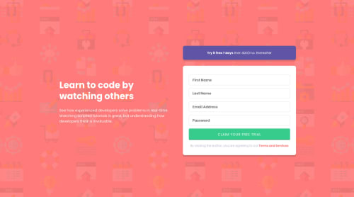 Intro component with signup form built with HTML, Sass, and JavaScript ...