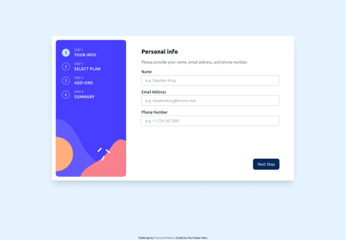 Frontend Mentor | Multi-step form using Svelte and Tailwindcss coding ...