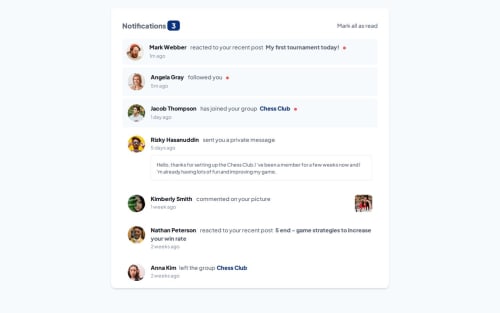 notifications page coding challenge solution