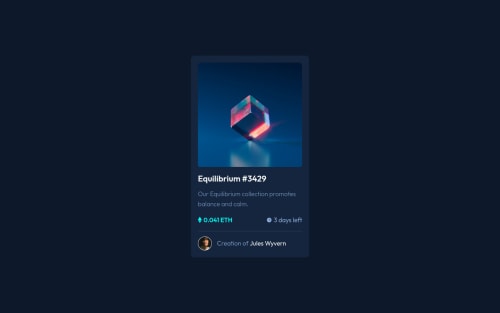 NFT preview card component using html and css coding challenge solution