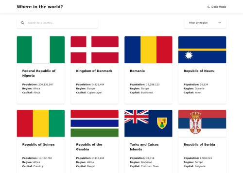 REST Countries discovery with ReactJs & TailwindCss coding challenge ...