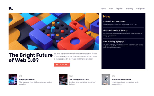 NEWS homepage using react and tailwind css coding challenge solution