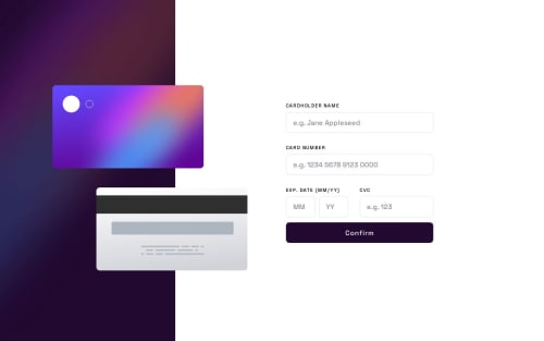 Interactive card details form coding challenge solution