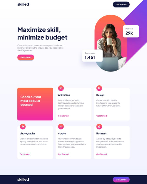 Frontend Mentor | skilled elearning landing page coding challenge solution