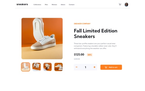 ecommerce product page main html CSS JavaScript coding challenge solution