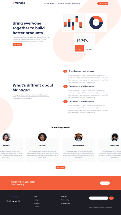 Manage landing page challenge hub coding challenge solution