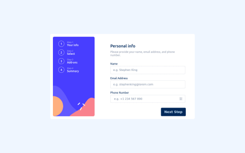 Multi-step form coding challenge solution