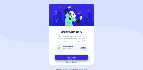 Order Summary Component with HTML and CSS coding challenge solution