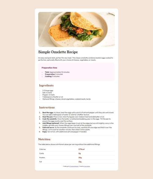 Frontend Mentor | mobile first recipe main page using HTML and CSS ...