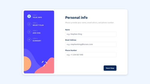 Responsive multi-step form website using React coding challenge solution