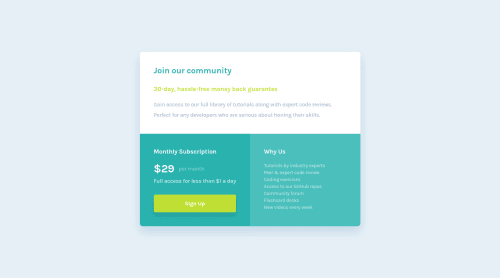 Onboarding Pricing Component - Pure HTML & CSS coding challenge solution