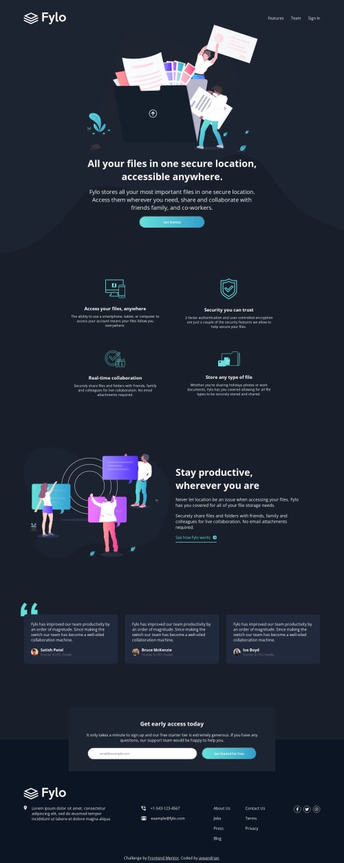Frontend Mentor | Fylo dark theme landing page - HTML, CSS & React ...