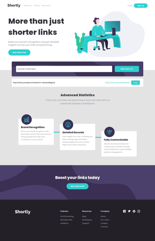 Shortly website frontend and backend using react and nodejs coding ...