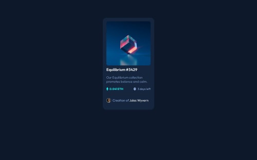 NFT preview card component using HTML and CSS coding challenge solution