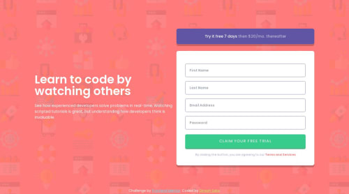 Frontend Mentor | Responsive intro component with signup form using ...