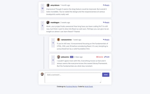 Interactive Comment Section using HTML, CSS and Pure JavaScript. coding ...