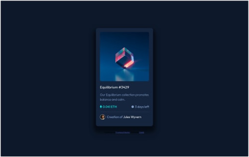 NFt Preview Component using HTML and CSS coding challenge solution