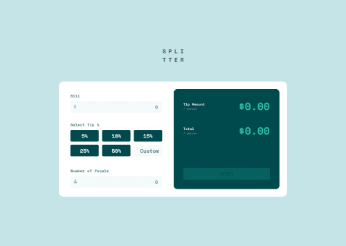 Tip calculator app with HTML CSS and JS coding challenge solution