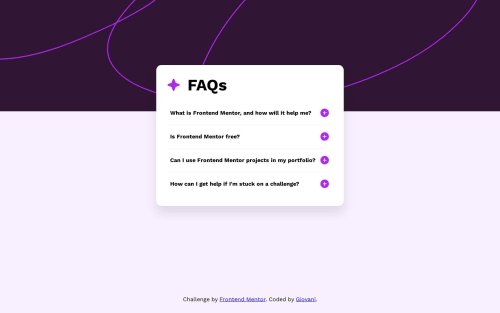 FAQ Accordion using Html, Css and Javascript coding challenge solution