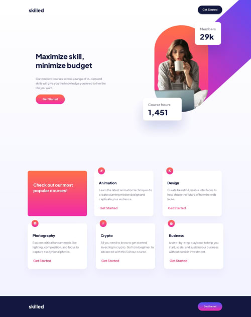 Skilled-e-learning-landing-page coding challenge solution