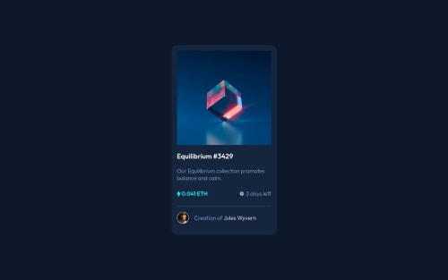 NFT preview using HTML, CSS, Flexbox coding challenge solution