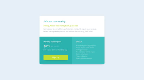 Responsive single price column using grid and flex coding challenge ...