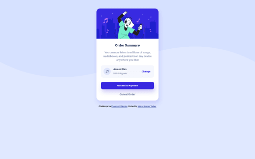 order summary page using css and bootstrap. coding challenge solution