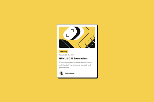 Blog preview card using HTML and CSS. coding challenge solution